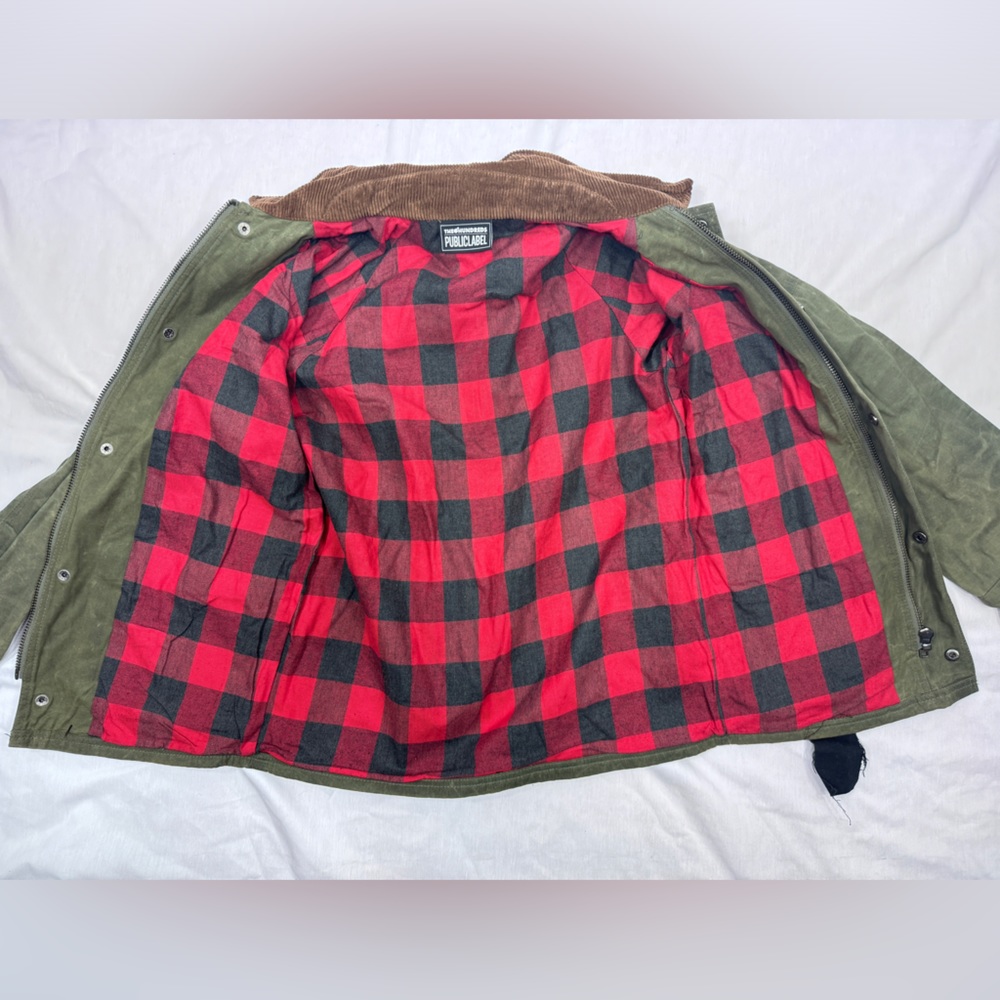 The Hundreds x Public Label Field Jacket Waxed Cotton Plaid Lined Corduroy Zip S - Picture 12 of 16